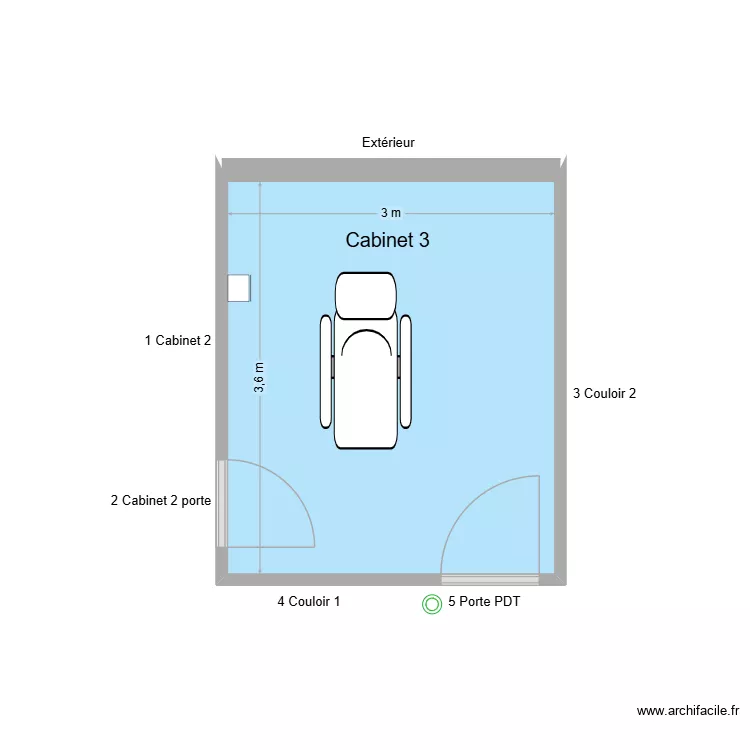 40254 Cabinet 3. Plan de 1  et 11 m²