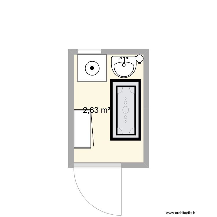 SDB. Plan de 1 pièce et 3 m2