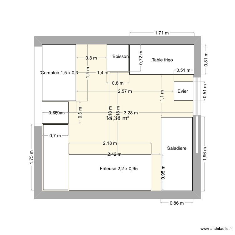 Robertville 1. Plan de 1 pièce et 15 m2