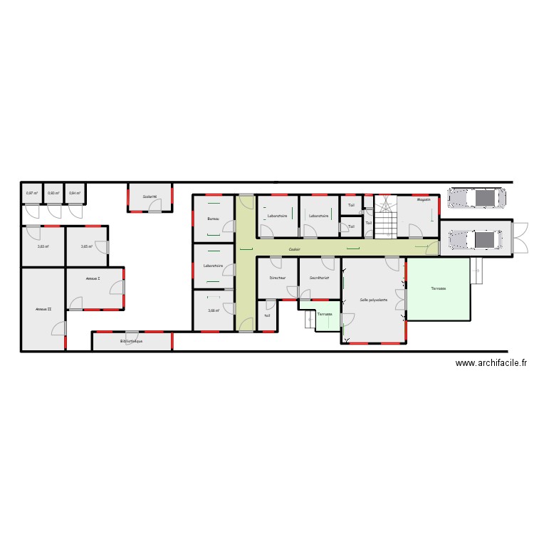 IFTS_RDC. Plan de 27 pièces et 109 m2