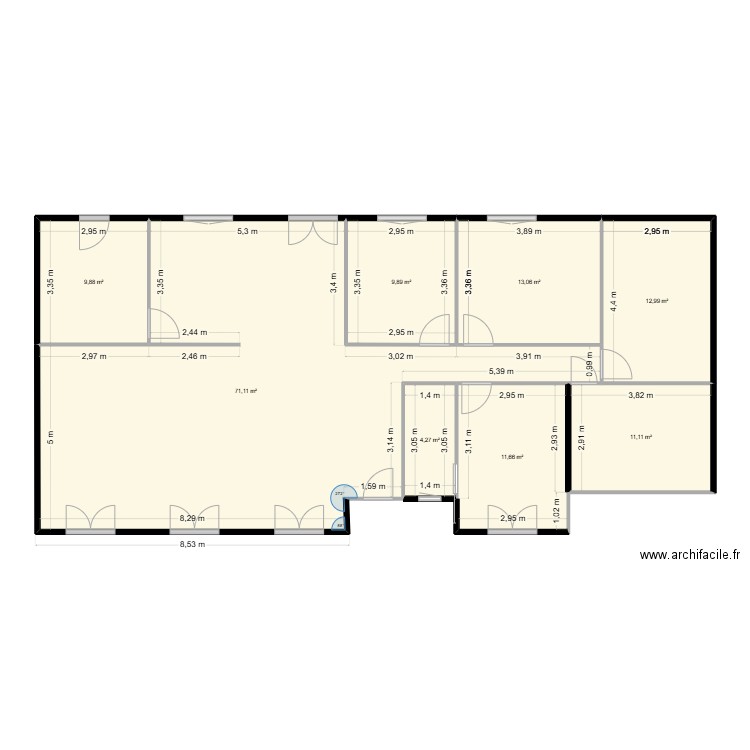Maison route de la Houna. Plan de 8 pièces et 144 m2
