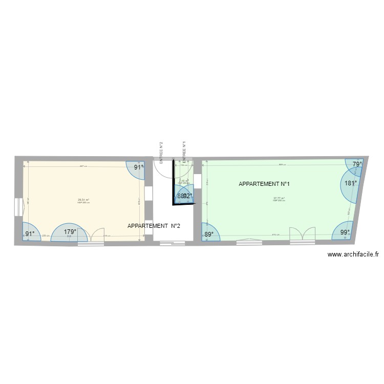 PLATEAU CENTRE MDM POUR GEOMETRE. Plan de 3 pièces et 70 m2