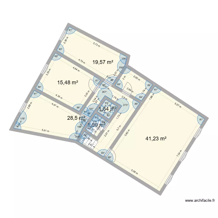 n1 actuel. Plan de 6  et 108 m²