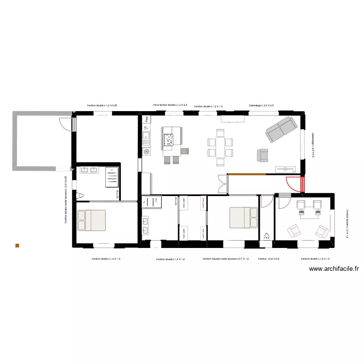 Maison Orthez v11. Plan de 8 Pièces et 121 m²