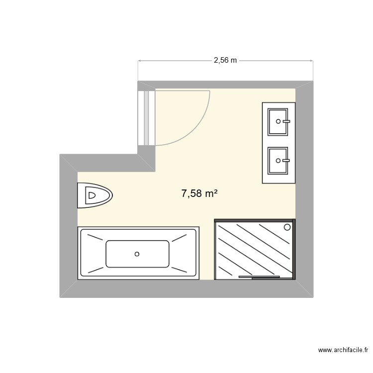 SDB étage eischen lot 1. Plan de 1 pièce et 8 m2