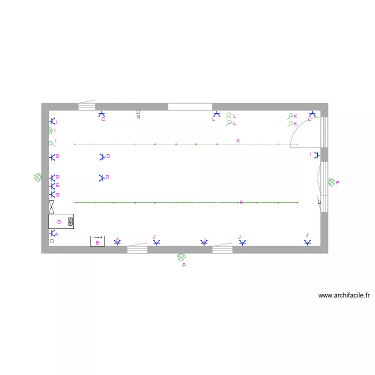 Bureau implantation &eacute;lectrique. Plan de 