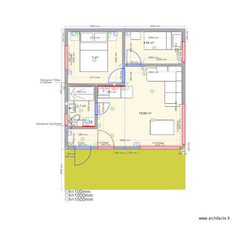 Алла Софринские Пруды Эл Элл. Plan de 5 pièces et 41 m2