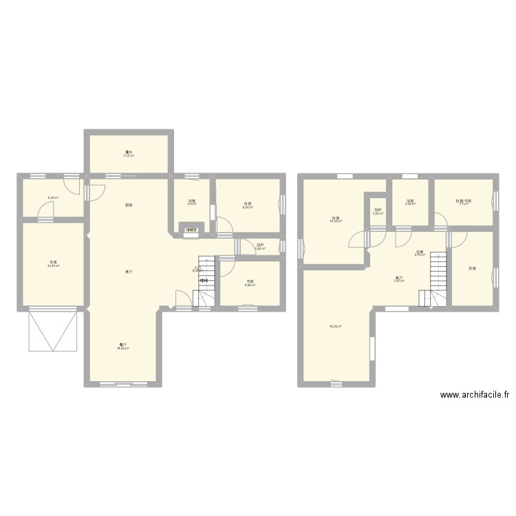 ma maison. Plan de 20 pièces et 160 m2