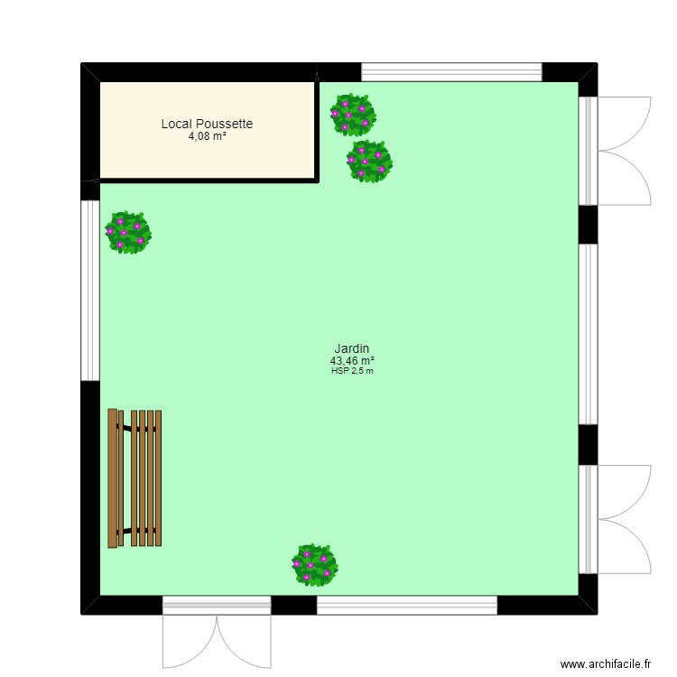 Aubervilliers Jardin _Bienvenu . Plan de 2 pièces et 48 m2