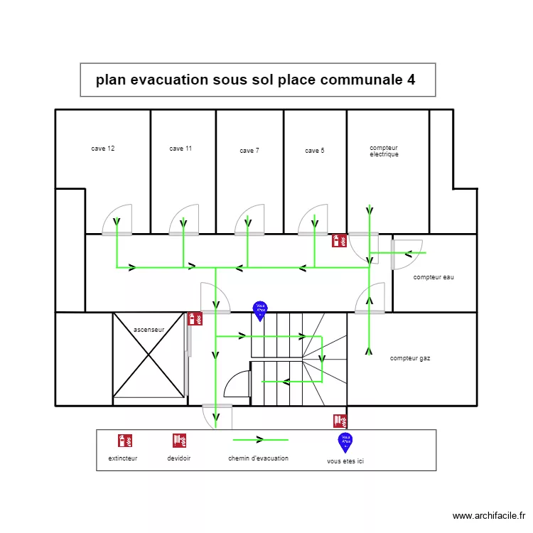 sous sol cave communale 4/2. Plan de 