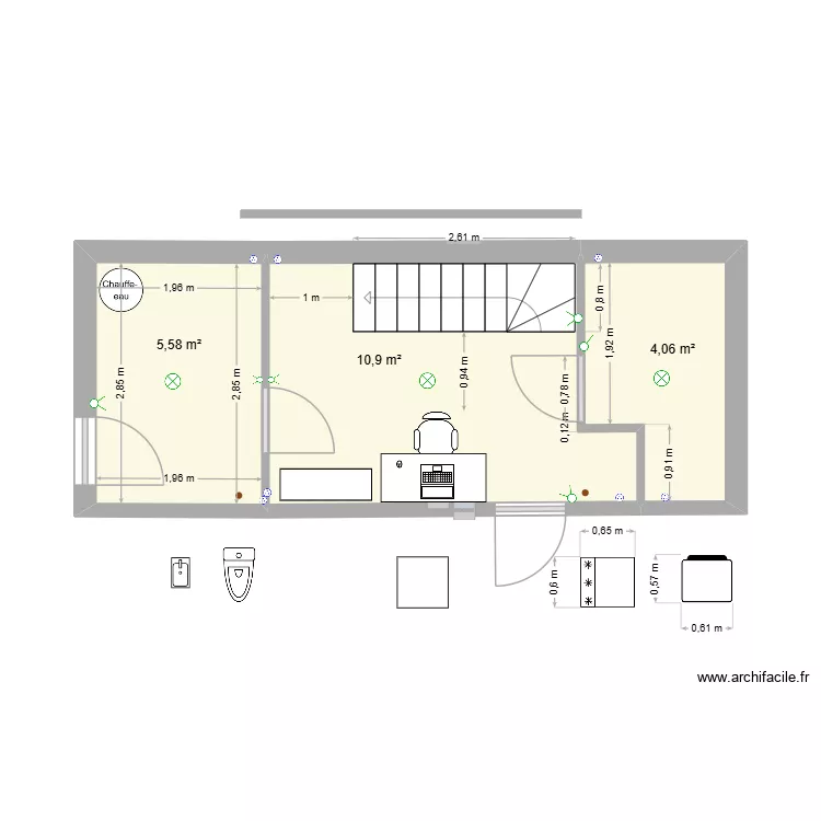 garage. Plan de 3 pièces et 21 m²