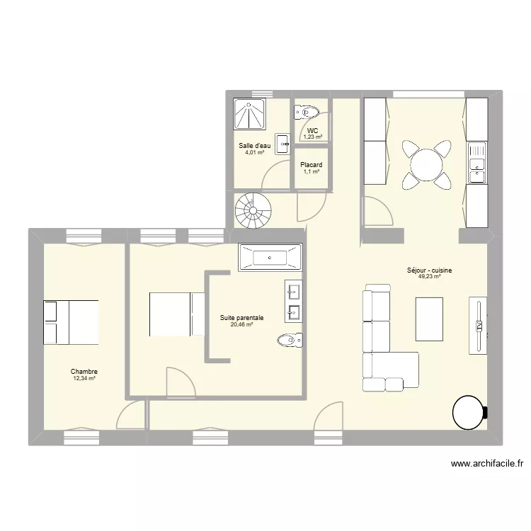 Maison bois de la folie. Plan de 6  et 88 m²