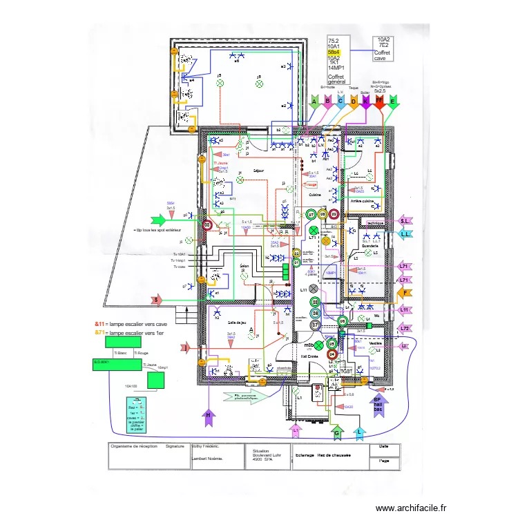 Rez  No&eacute;mie 23-12-24 Rez de chauss&eacute;e avec c&acirc;blage. Plan de 