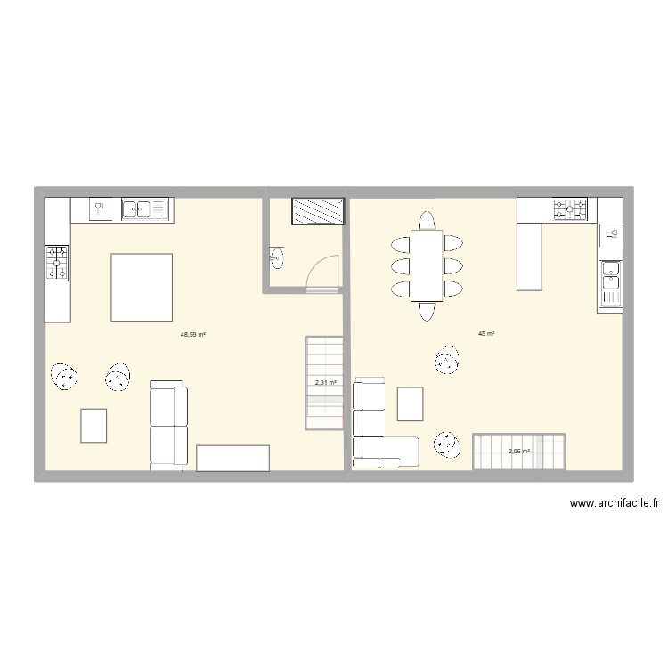 2 duplex. Plan de 13 pièces et 197 m2