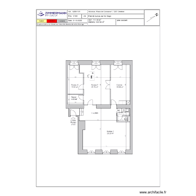 LHH - Cornavin 4. Plan de 4  et 124 m²