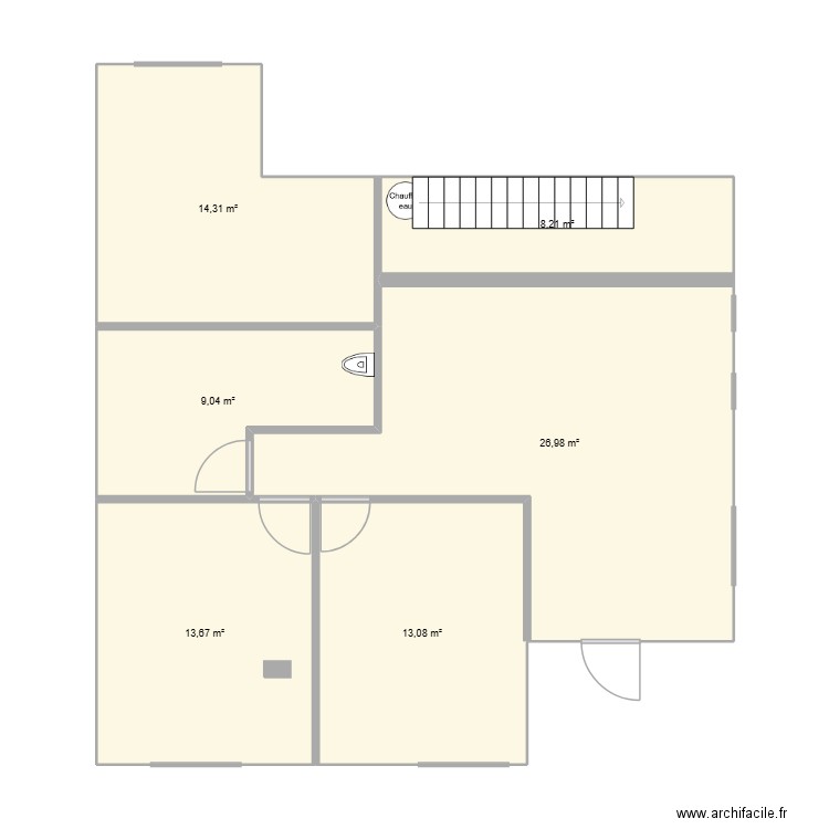 MAISON. Plan de 6 pièces et 85 m2