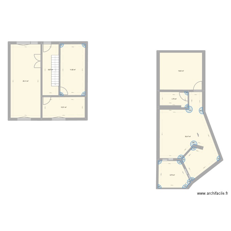 RDC. Plan de 8 pièces et 130 m2