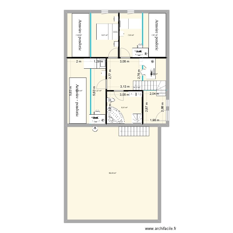 maison22. Plan de 10 pièces et 141 m2