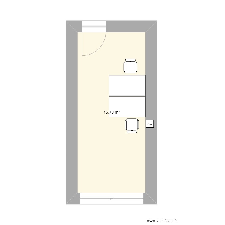 bureau. Plan de 1 pièce et 16 m2