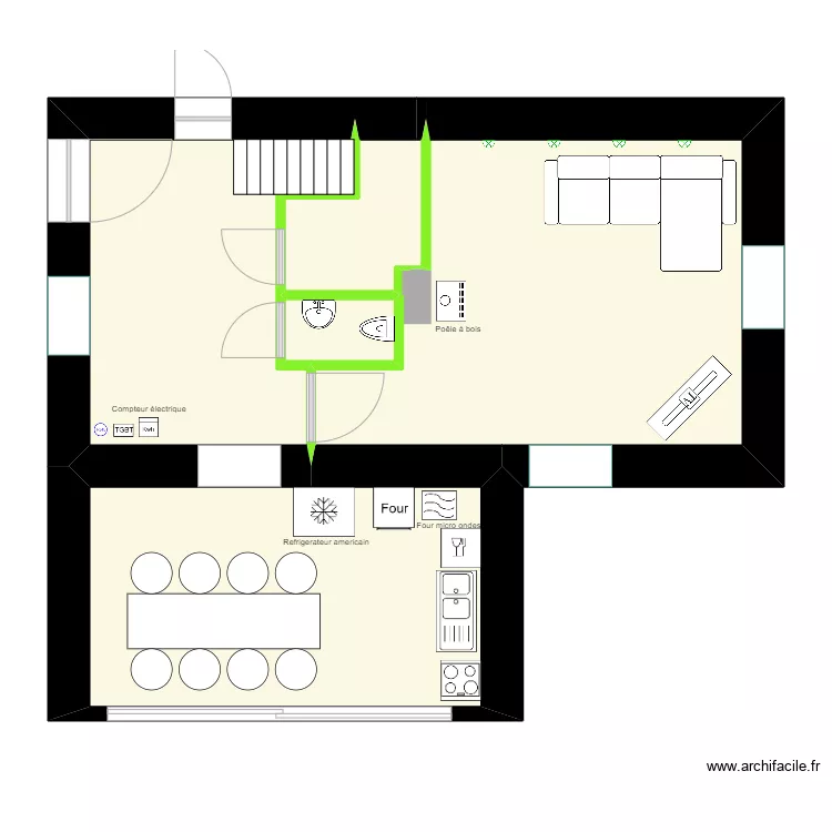 bas maison avec meubles. Plan de bas maison avec meubles. Plan de