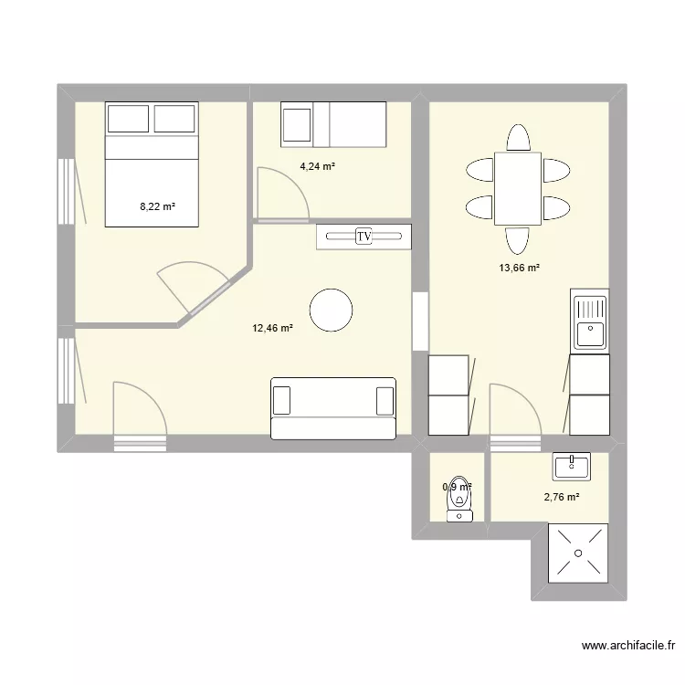 BELLE ILE. Plan de 6  et 42 m²