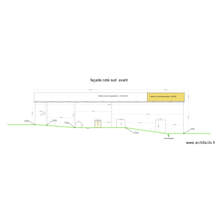 coté sud aprés. Plan de 0 pièce et 0 m2