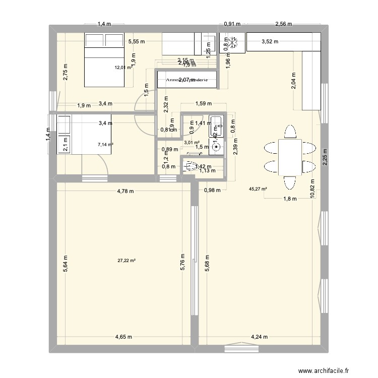 SAUSSET PAPA IDEE 4. Plan de 5 pièces et 95 m2
