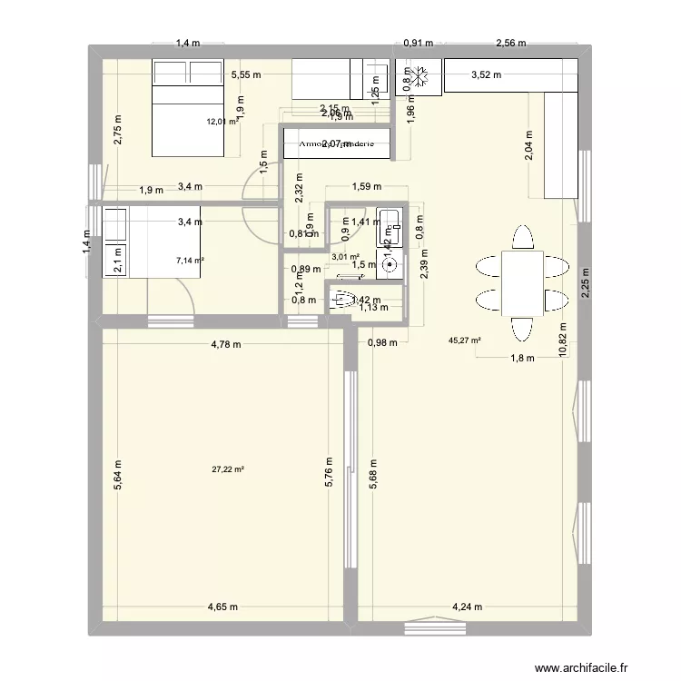 SAUSSET PAPA IDEE 4. Plan de 5  et 95 m²