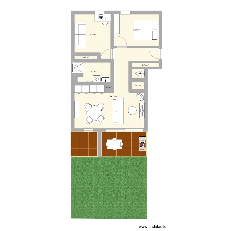 salon saint malo. Plan de 9 pièces et 51 m2