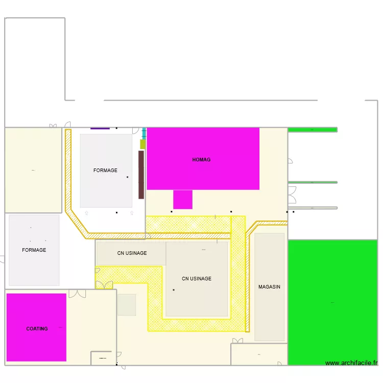 implantation benne/poubelle/recyclage. Plan de 