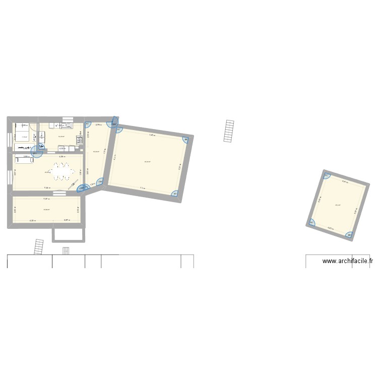Maison Rez de chaussée. Plan de 7 pièces et 156 m2