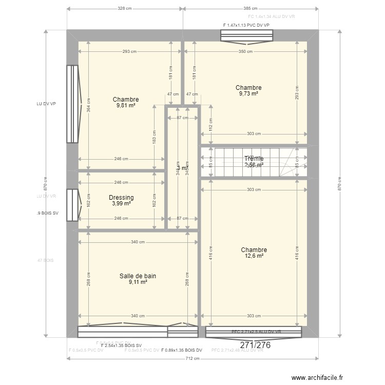 Bordereau. Plan de 11 pièces et 102 m2