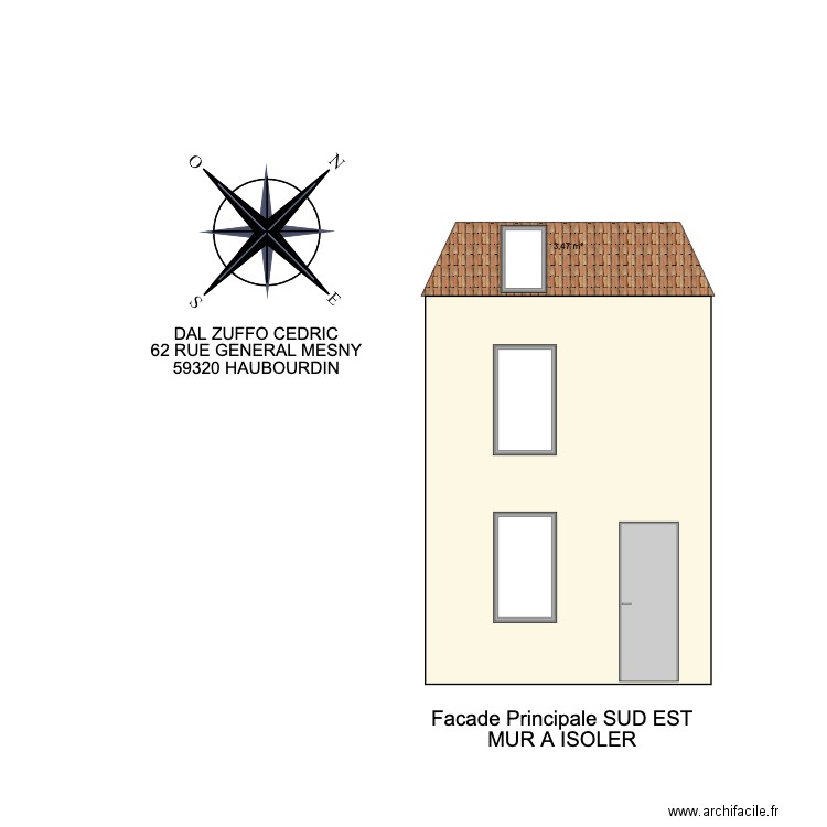 DAL ZUFFO FACADE PRINCIPALE SUD EST. Plan de 0 pièce et 0 m2