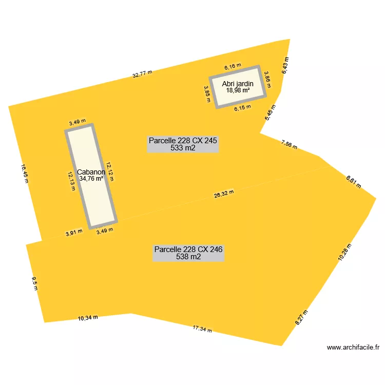 Parcelles Cabanon. Plan de 