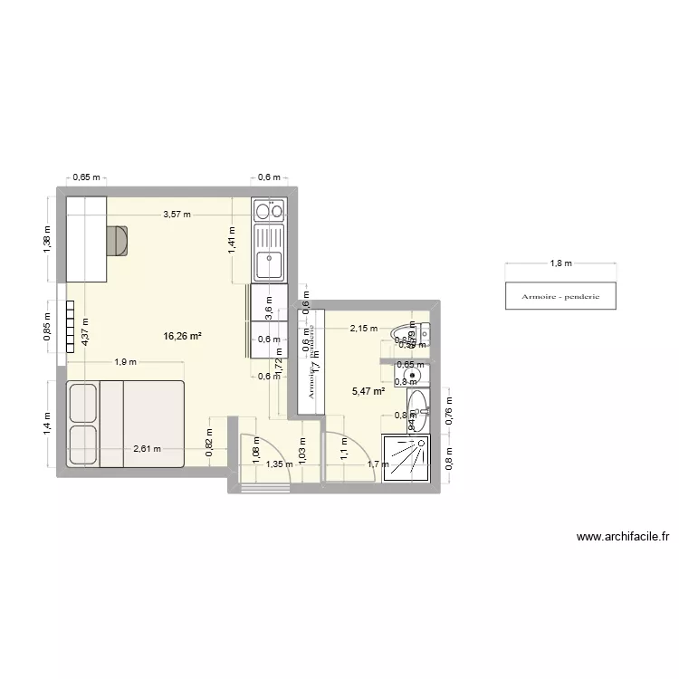 CH 103 - IMMEUBLES CLUSES v2. Plan de 2 Pièces et 22 m² CH 103 - IMMEUBLES CLUSES v2. Plan de 2 Pièces et 22 m²