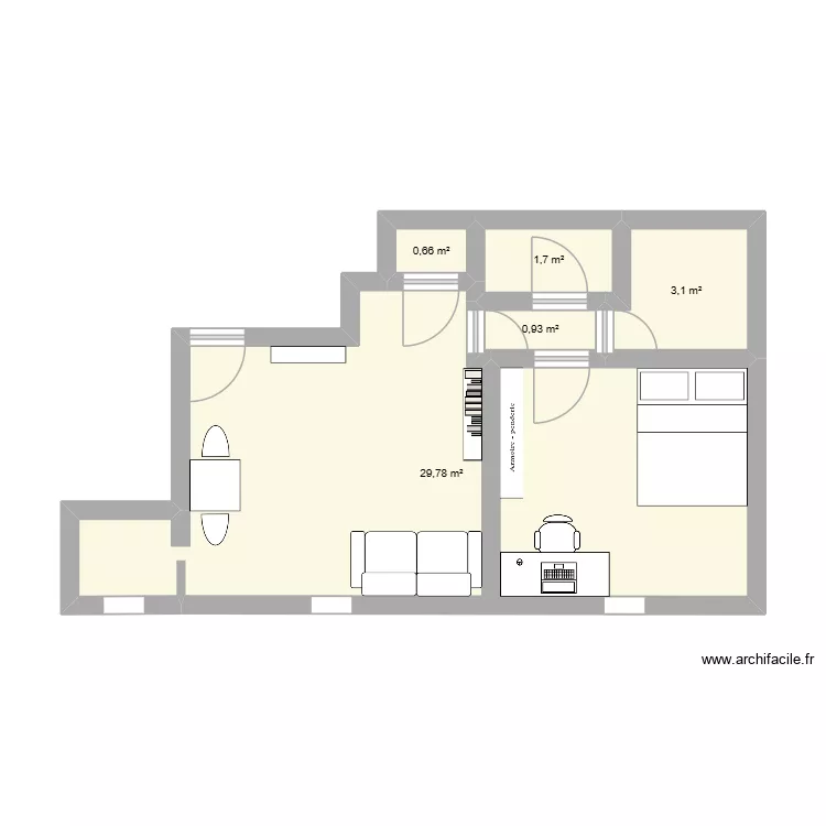 Appart Lille. Plan de 5 pièces et 36 m²