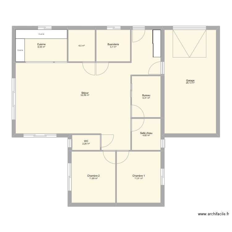 maison 2. Plan de 10 pièces et 136 m2