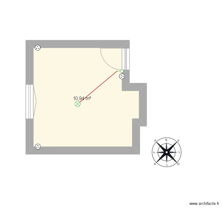 Plan chambre. Plan de 1 pièce et 11 m2