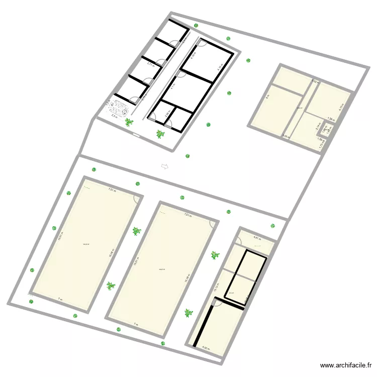 ferme. Plan de 5  et 347 m²