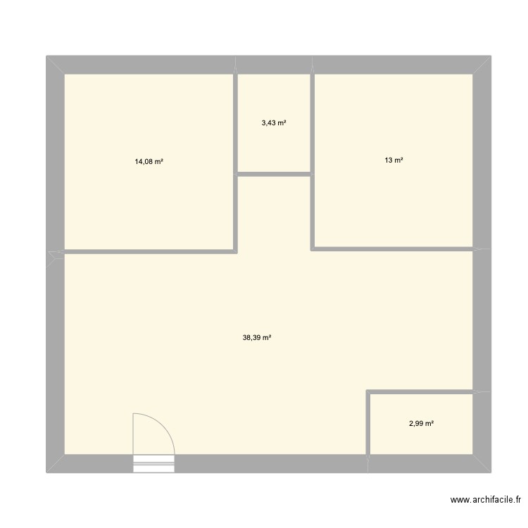 cab. Plan de 5 pièces et 72 m2