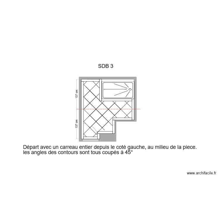 SDB 3 Calepinage V2. Plan de 0 pièce et 0 m2