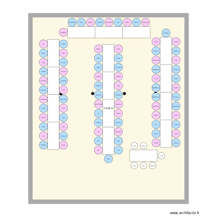 Plan de table mariage. Plan de 1 pièce et 120 m2