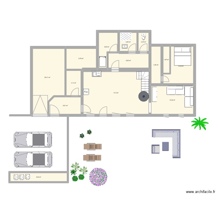 maison. Plan de 14 pièces et 122 m2