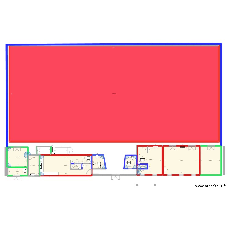 GYMNASE. Plan de 12 pièces et 913 m2