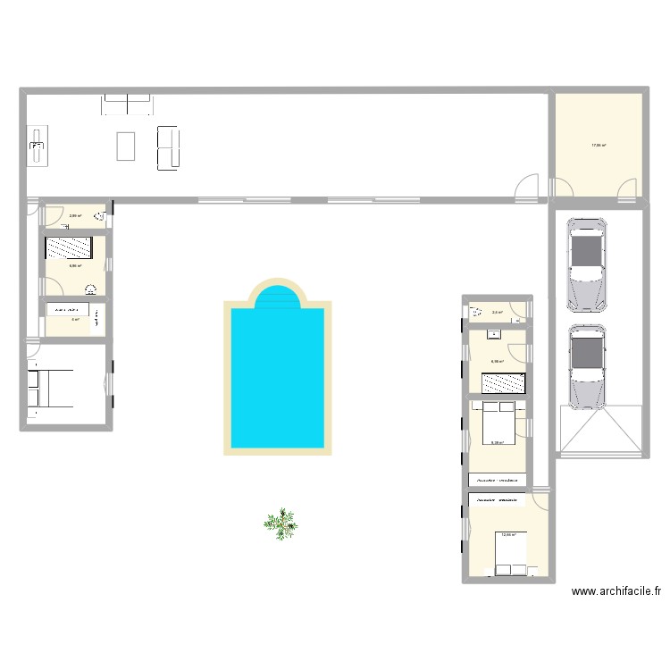 OLERON3. Plan de 8 pièces et 62 m2