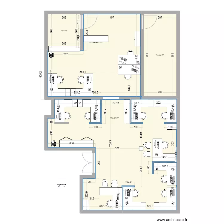 Bureau principal avec ouv 10pl. Plan de 