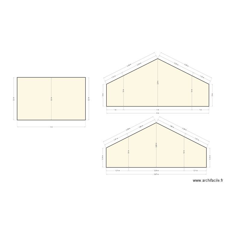 Coupe toiture rampants petite grange. Plan de 0 pièce et 0 m2