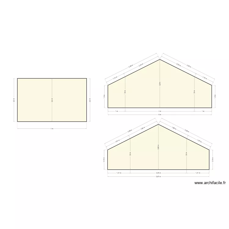 Coupe toiture rampants petite grange. Plan de 