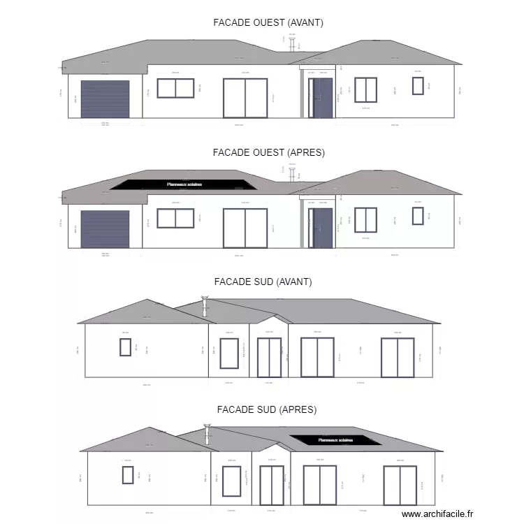 Plan de facade maison APRES. Plan de 