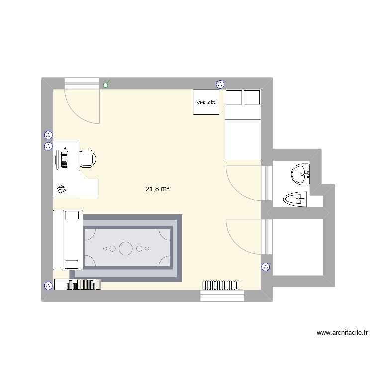 Chambre - Plan 1 pièce 22 m2 dessiné par leberetpolitique